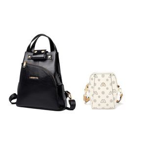 Women Soft Leather Backpack and Miny Vegan Leather Crossbody Bag🐧